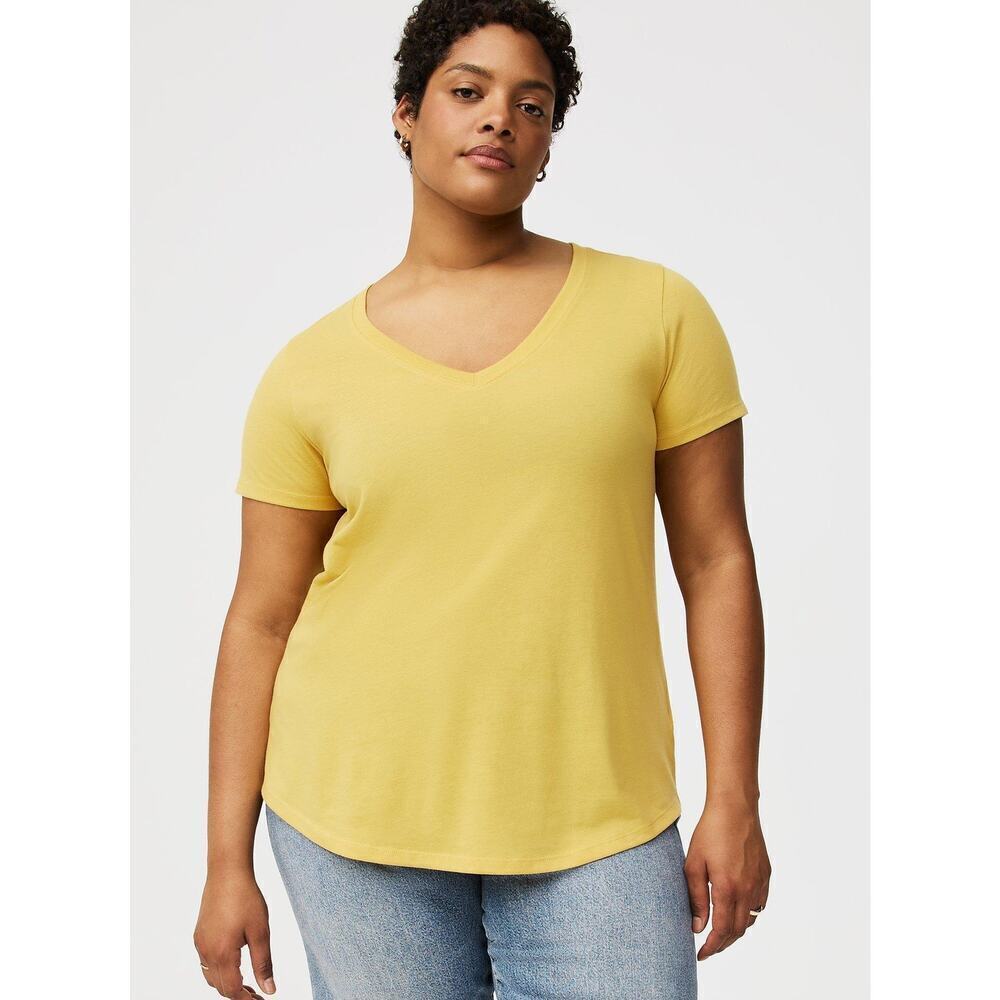 Torrid Plus Size 3X Girlfriend Signature Jersey V-Neck Tee Top Yellow